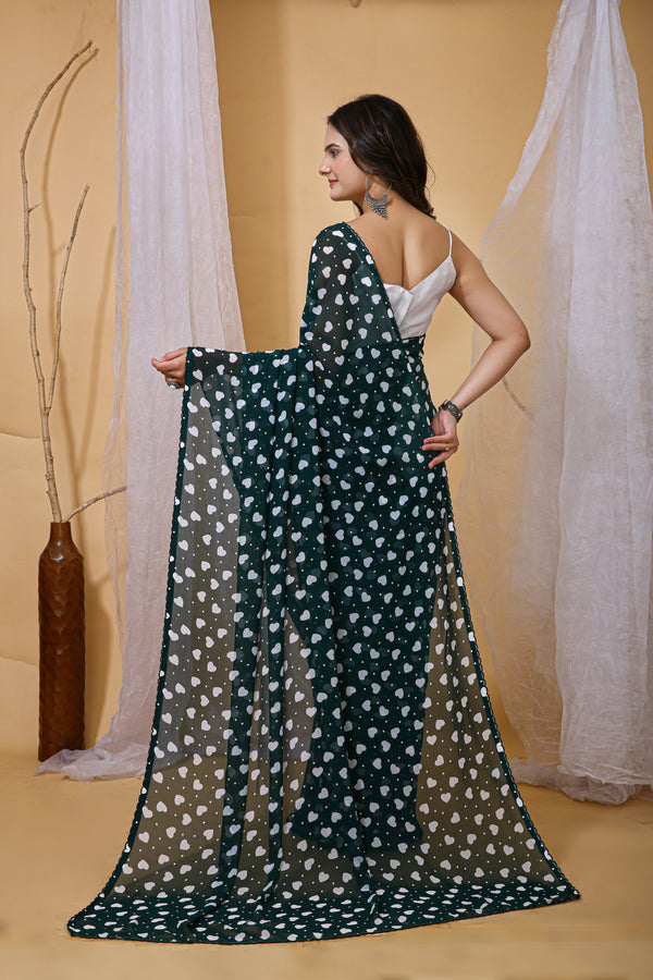 Smooth Georgette Saree for Women with Bangalore Silk Blouse (0.80 m) | Elegant Designer Saree | Party Wear & Festive Saree Collection