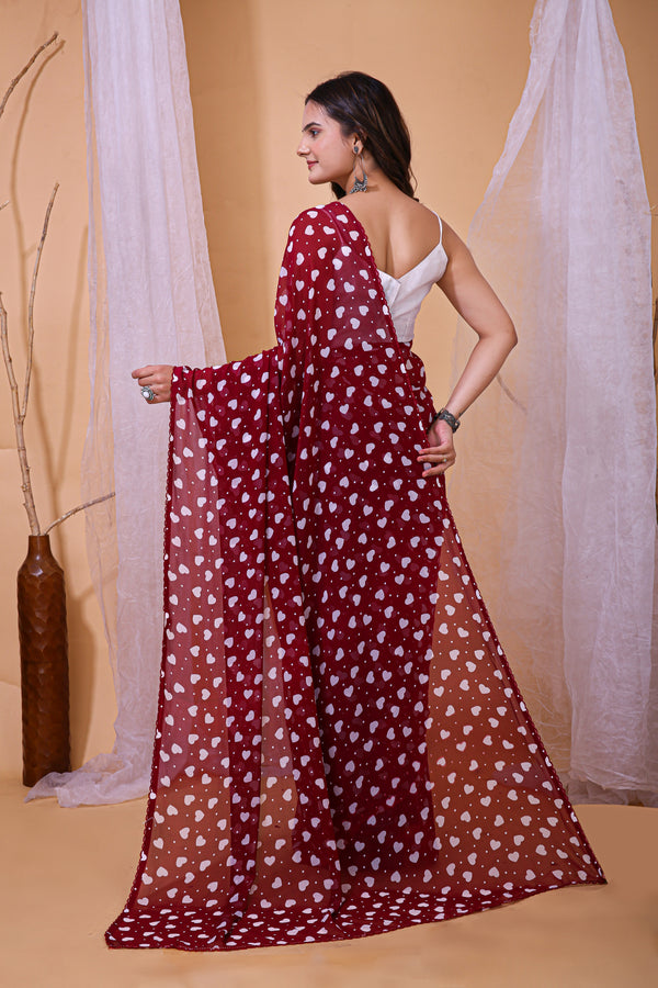 Women's Premium Smooth Georgette Saree with Banglori Silk Blouse Piece