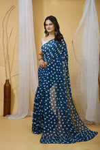 Elegant Solid Georgette Saree for Women | Soft Lightweight Drape with Contrast Silk Blouse