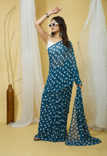 Elegant Solid Georgette Saree for Women | Soft Lightweight Drape with Contrast Silk Blouse