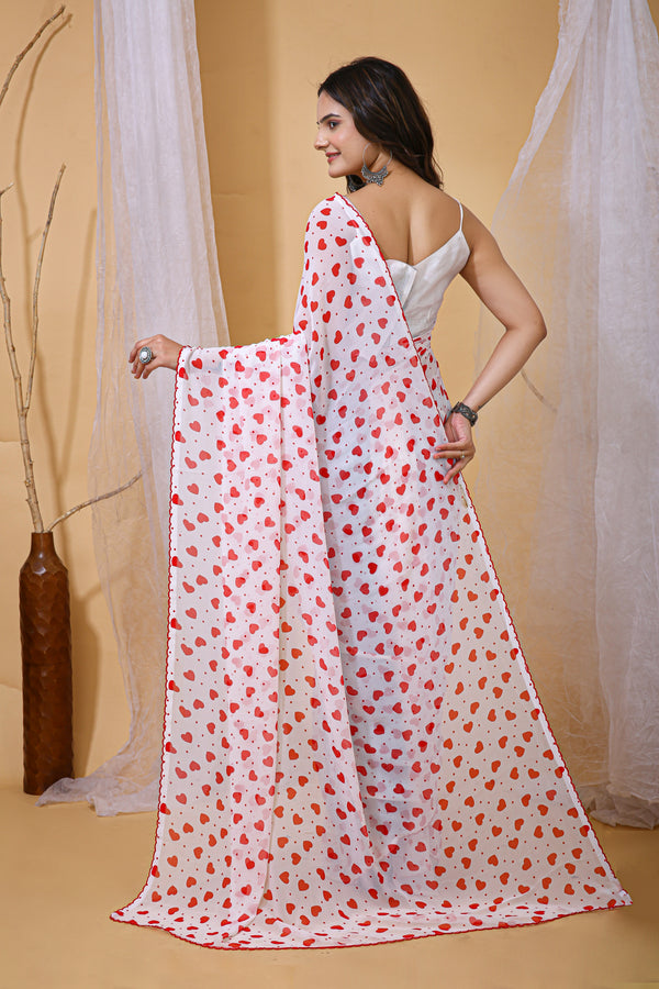 Chic Smooth Georgette Saree | Designer Banglori Silk Unstitched Blouse (0.80M) | Party Wear