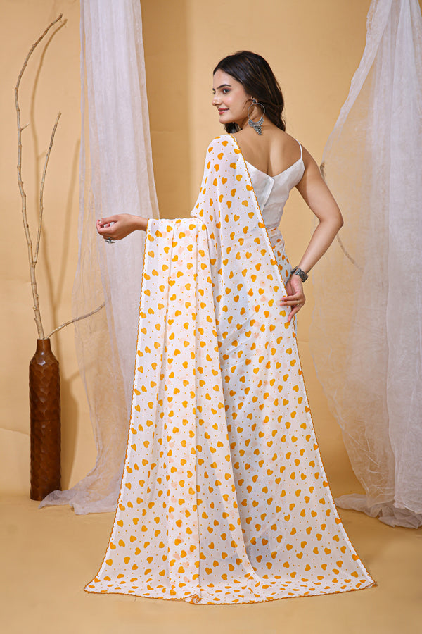 Smooth Georgette Saree for Women with Bangalore Silk Blouse (0.80 m) | Elegant Designer Saree