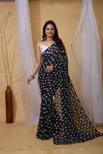 Women's Smooth Georgette Fabric Saree with Bangalore Silk Blouse Piece (0.80m) - Flowy Ethnic Set Party Wear