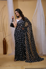 Women's Smooth Georgette Fabric Saree with Bangalore Silk Blouse Piece (0.80m) - Flowy Ethnic Set Party Wear