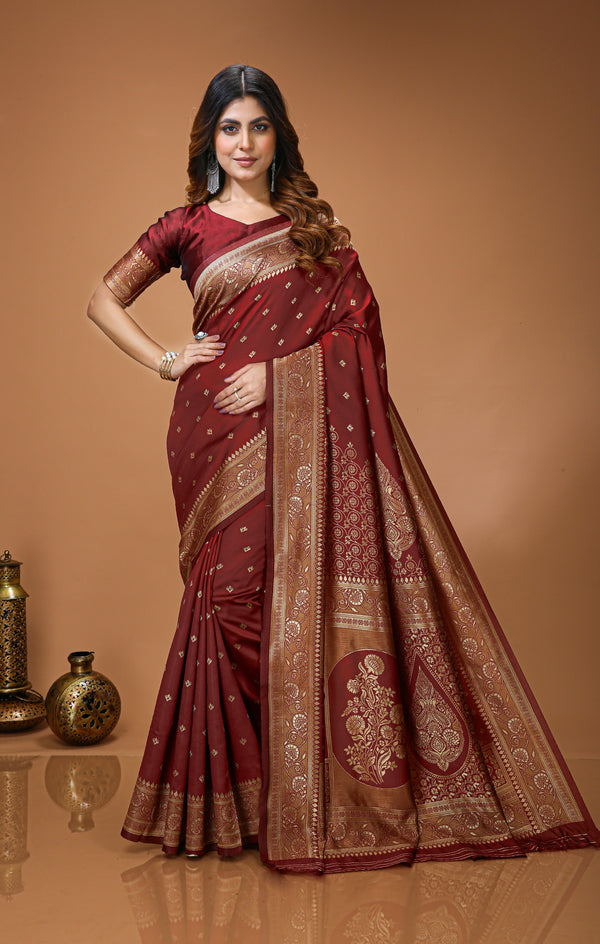KANCHIPURAM Silk Jacquard Border Saree  With JECARD BORDER Sari