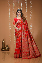 KANCHIPURAM Silk Jacquard Border Saree With JECARD BORDER Sari Mina Flower