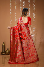 KANCHIPURAM Silk Jacquard Border Saree With JECARD BORDER Sari Mina Flower