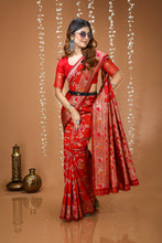 KANCHIPURAM Silk Jacquard Border Saree With JECARD BORDER Sari Mina Flower