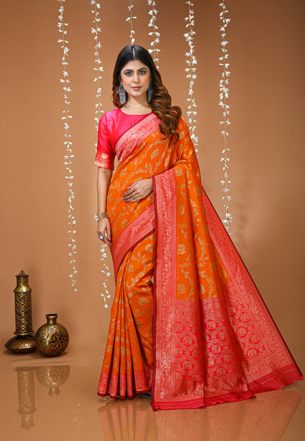 KANCHIPURAM Silk Jacquard Border Saree With JECARD BORDER Sari