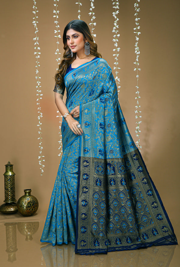 KANCHIPURAM Silk Jacquard Border Saree  With JECARD BORDER Sari