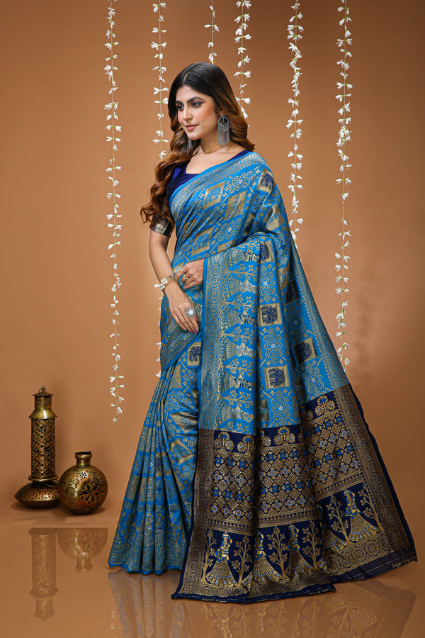 KANCHIPURAM Silk Jacquard Border Saree  With JECARD BORDER Sari