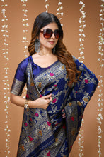 KANCHIPURAM Silk Jacquard Border Saree With JECARD BORDER Sari Mina Flower