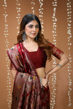 KANCHIPURAM Silk Jacquard Border Saree With JECARD BORDER Sari Mina Flower