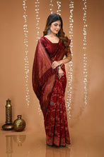 KANCHIPURAM Silk Jacquard Border Saree With JECARD BORDER Sari Pushpa