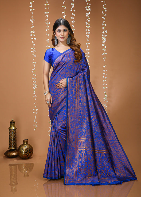 KANCHIPURAM Silk Jacquard Border Saree  With JECARD BORDER Sari
