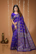 KANCHIPURAM Silk Jacquard Border Saree With JECARD BORDER Sari Mina Flower