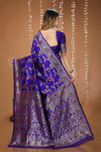 KANCHIPURAM Silk Jacquard Border Saree With JECARD BORDER Sari Mina Flower