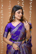 KANCHIPURAM Silk Jacquard Border Saree With JECARD BORDER Sari Mina Flower
