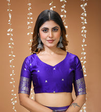 KANCHIPURAM Silk Jacquard Border Saree With JECARD BORDER Sari Mina Flower