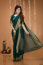 Elegant Fab-Soft Chinon Saree for Women | Premium Fluid Drape Saree with Running Blouse