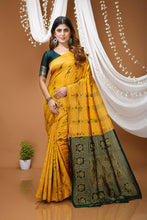 KANCHIPURAM Silk Jacquard Border Saree With JECARD BORDER Sari More