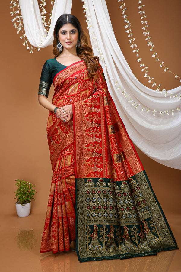 KANCHIPURAM Silk Jacquard Border Saree  With JECARD BORDER Sari