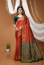 KANCHIPURAM Silk Jacquard Border Saree  With JECARD BORDER Sari