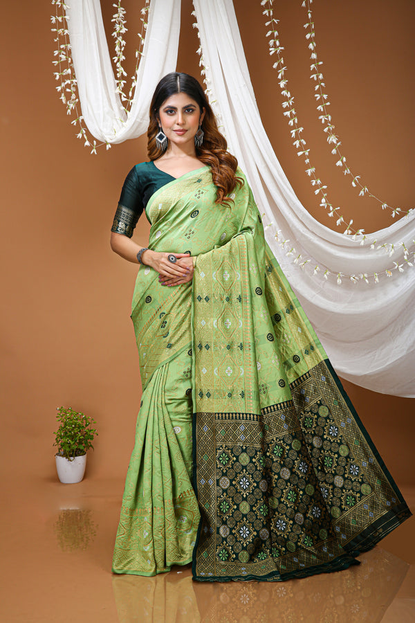 KANCHIPURAM Silk Jacquard Border Saree  With JECARD BORDER Sari