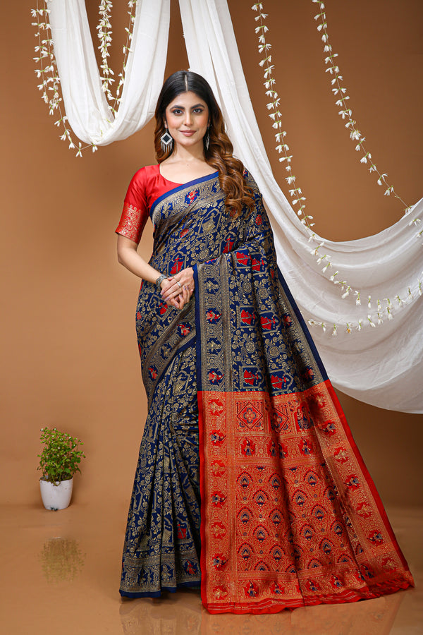 KANCHIPURAM Silk Jacquard Border Saree  With JECARD BORDER Sari