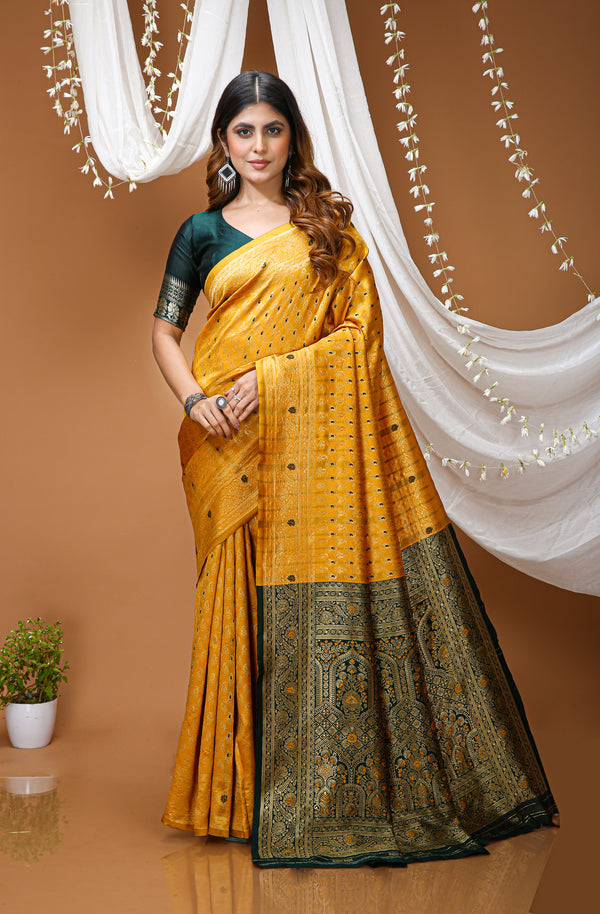KANCHIPURAM Silk Jacquard Border Saree  With JECARD BORDER Sari