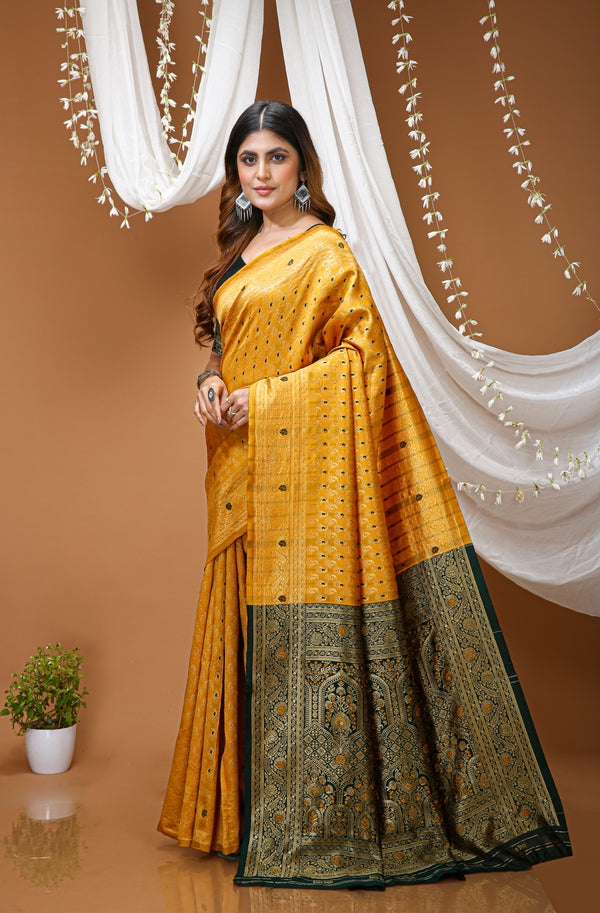 KANCHIPURAM Silk Jacquard Border Saree  With JECARD BORDER Sari