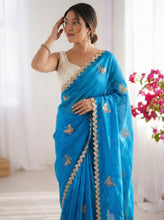 Women's Designer Dual-Tone Satin Saree | Heavy Multi-VAL Sequence Work | Bangalori Silk Embroidered Blouse