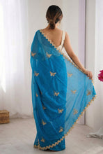 Women's Designer Dual-Tone Satin Saree | Heavy Multi-VAL Sequence Work | Bangalori Silk Embroidered Blouse