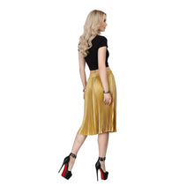 Premium Heavyweight Satin Pleated Midi Skirt – High-Waist A-Line Flare with Elastic Comfort Band KF-1004
