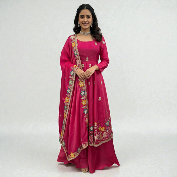 Heavy Flared Anarkali Suit with Wide Leg Palazzo & Dupatta Suit KD-02