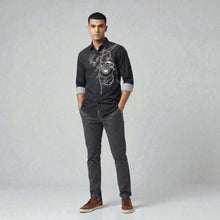 MEN'S EXCLUSIVE  LINEN FABRIC  POSITION PRINT FULLSLEEV DESINER SHIRT VLT1