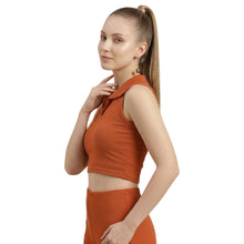Women's & Girls' Collar Crop Top Lycra Fabric - Stretchy Collared Short Top Regular Fit Casual Party Wear