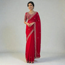 New Designer Ethnic Wedding Wear Red Color Saree for Cocktail & Reception KD-3