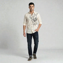 MEN'S EXCLUSIVE  LINEN FABRIC  POSITION PRINT FULLSLEEV DESINER SHIRT VLT1