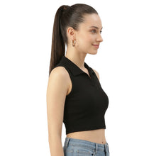 Women's & Girls' Collar Crop Top - Trendy Collared Short Top Regular Fit Casual Party Wear