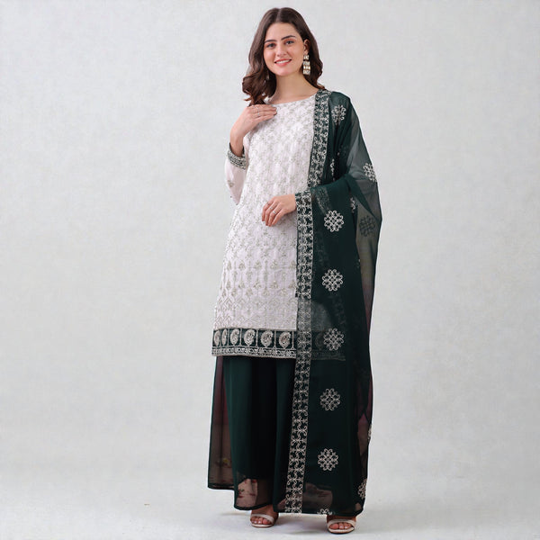 Traditional Festive Wear Outfit with High-Shine Finish Georgette Top and Sharara Set with Dupatta ANF 6005