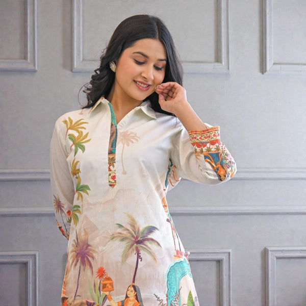 Premium Ready-to-Wear Ethnic Stylish Flared Kurti with Matching Bottom AN-1