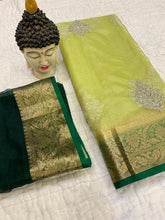 Kanchipuram Organza Jacquard Saree with Multi-Sequence Work & Raw Silk Blouse