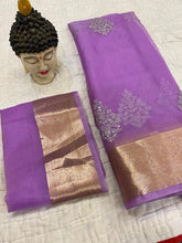 Kanchipuram Organza Jacquard Saree with Multi-Sequence Work & Raw Silk Blouse