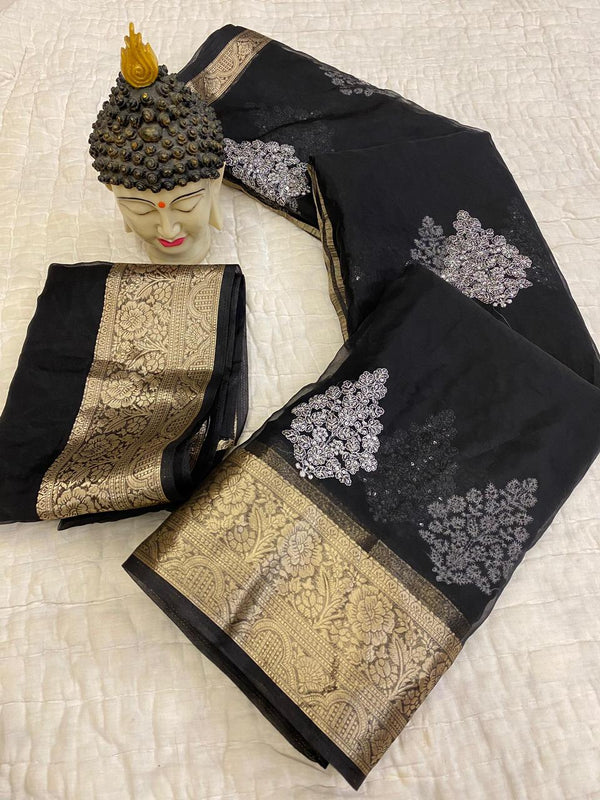 Kanchipuram Organza Saree in Soft Jacquard Weave with Designer Blouse