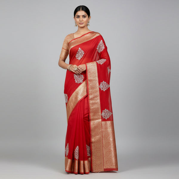 Lightweight Kanchipuram Organza Saree | Soft Jacquard Weave