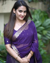 Women's Designer Viscose Chinon Saree | Heavy Pure Jacquard Zari Work Blouse Piece