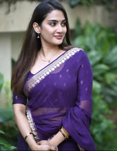 Women's Designer Viscose Chinon Saree | Heavy Pure Jacquard Zari Work Blouse Piece