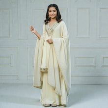 Cosmos Gold Zari Silk Designer Top & Flared Sharara 3-Piece Suite with Dupatta OC-6