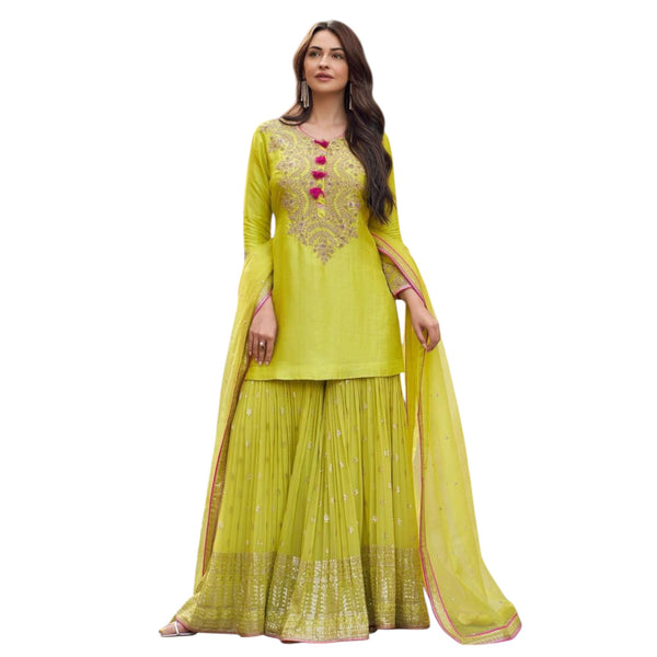 Modern Indian Ethnic Party Wear Top, Palazzo & Dupatta Set for Women ZB-8